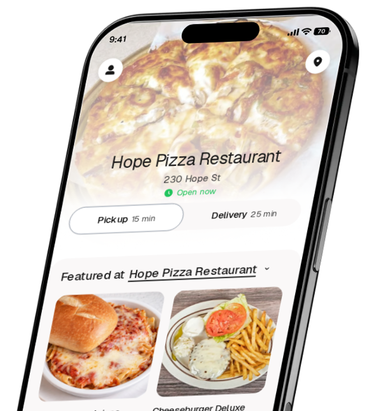 Hope Pizza Restaurant app preview