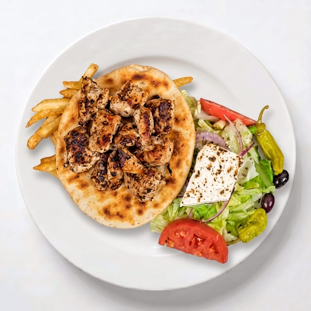 Chicken Souvlaki Platter.